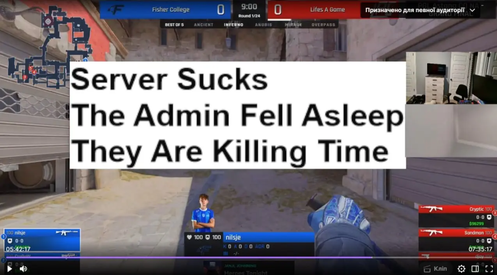 PGL Astana-гийн урьдчилсан шатны финалын үеэр зохион байгуулагч унтсанаас болж тоглолт хагас цаг саатав 2 PGL Astana-гийн урьдчилсан шатны финалын үеэр зохион байгуулагч унтсанаас болж тоглолт хагас цаг саатав