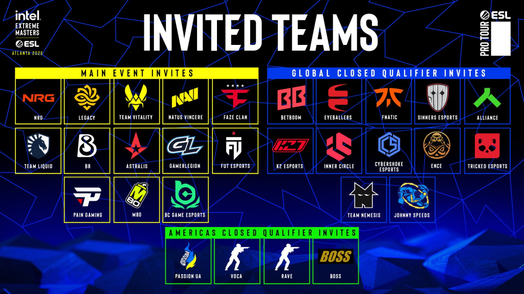 IEM Atlanta 2026: ESL урилга авсан багуудын нэрсийг зарлалаа 2 Intel Extreme Masters